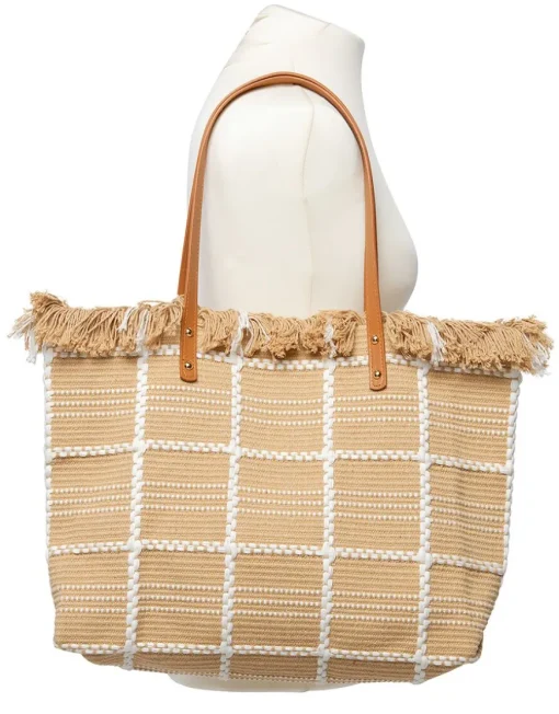Sac cabas beige frange