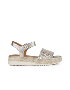 Sandale corde cuir argent GEOX