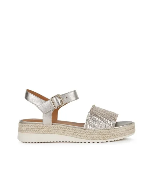 Sandale corde cuir argent GEOX