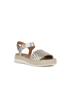 Sandale corde cuir argent GEOX