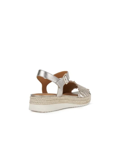Sandale corde cuir argent GEOX