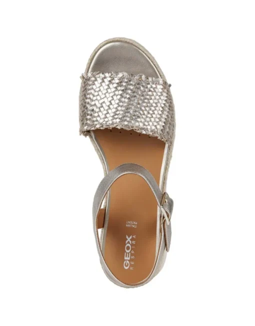 Sandale corde cuir argent GEOX