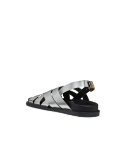 Sandale plate cuir argent GEOX