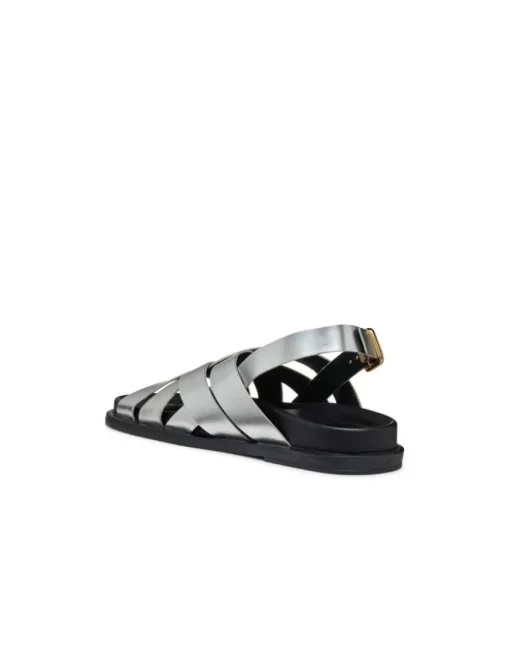 Sandale plate cuir argent GEOX