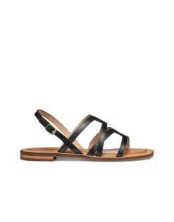Sandale plate cuir noir GEOX