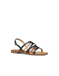 Sandale plate cuir noir GEOX