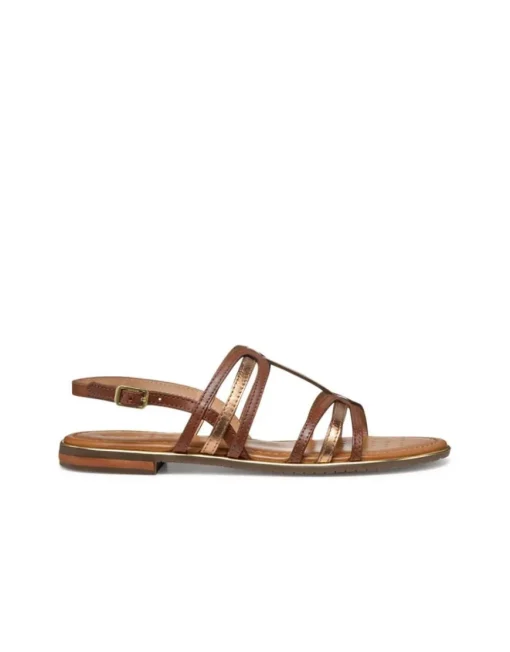 Sandale plate marron cuir GEOX