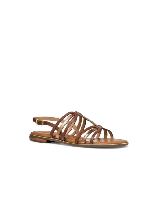 Sandale plate marron cuir GEOX