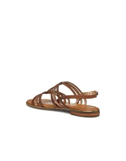 Sandale plate marron cuir GEOX