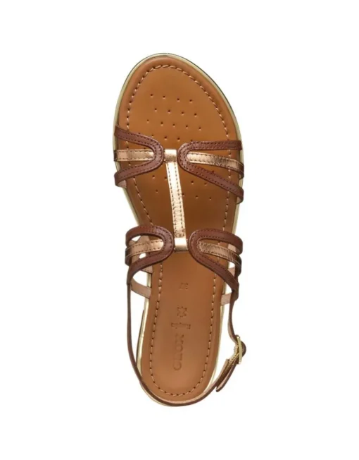 Sandale plate marron cuir GEOX