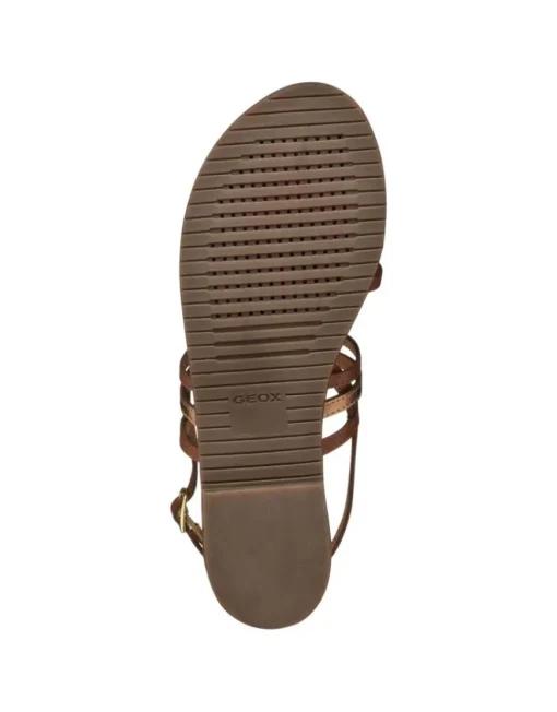Sandale plate marron cuir GEOX