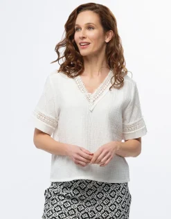Top gaze de coton blanc