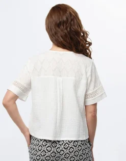 Top gaze de coton blanc