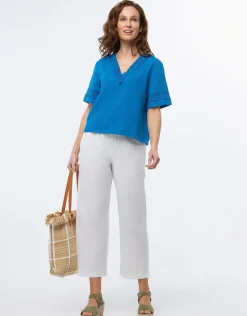 Top gaze de coton bleu