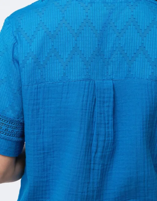 Top gaze de coton bleu