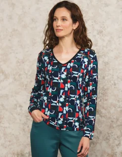 T-shirt bleu motif