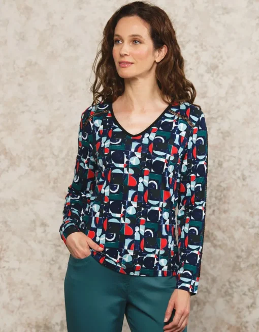T-shirt bleu motif