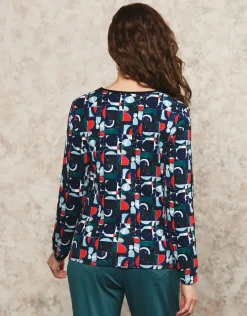 T-shirt bleu motif