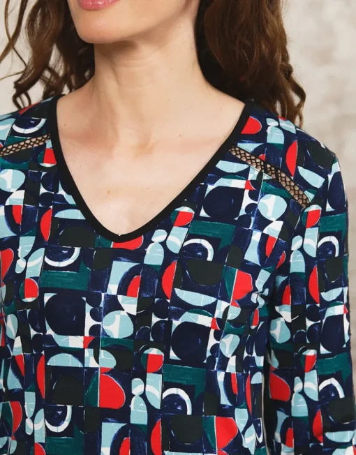 T-shirt bleu motif