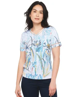 T-shirt bleu strass