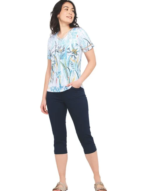 T-shirt bleu strass