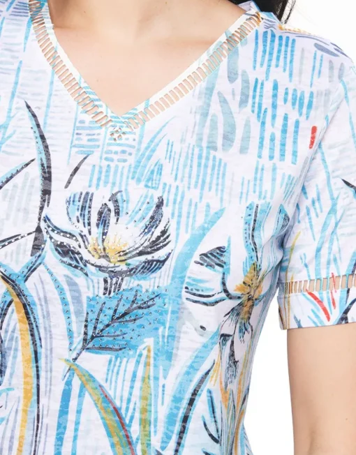 T-shirt bleu strass