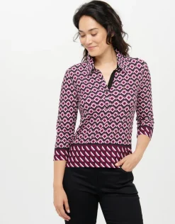 T-shirt col chemise rose