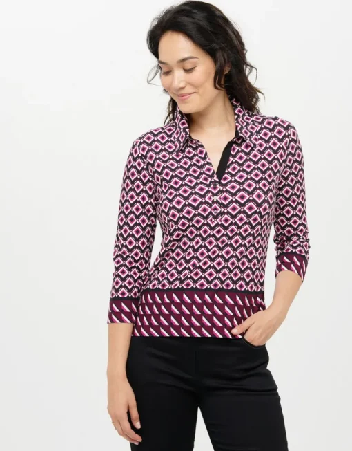 T-shirt col chemise rose