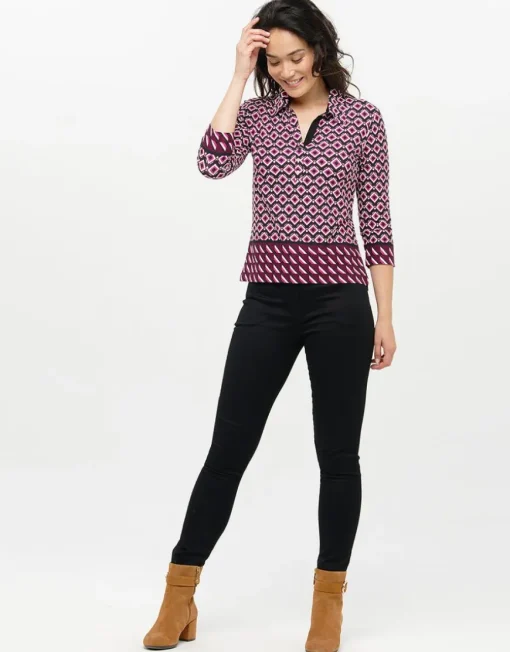 T-shirt col chemise rose