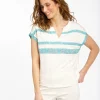 T-shirt écru et turquoise