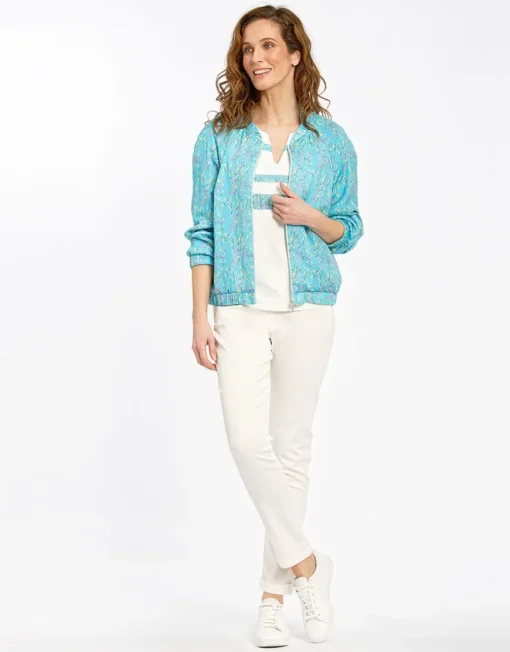 T-shirt écru et turquoise