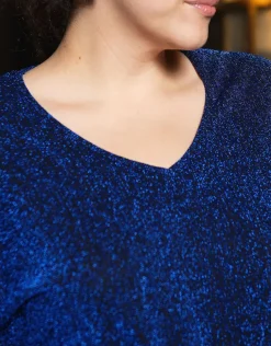 T-shirt drapé chic bleu