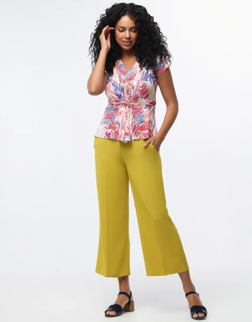 T-shirt drapé motif rose