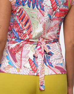 T-shirt drapé motif rose