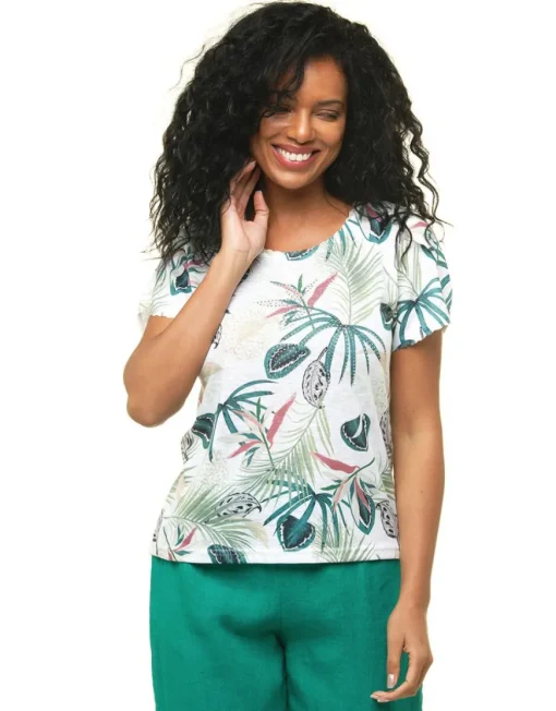 T-shirt feuillage blanc