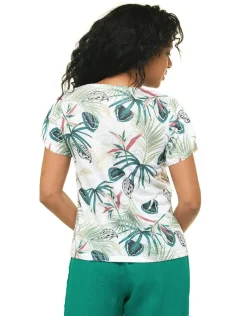 T-shirt feuillage blanc