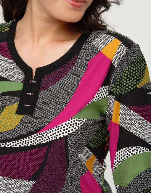 T-shirt kaki rose motifs