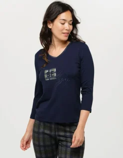 T-shirt marine imprimé