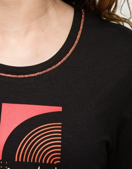 T-shirt noir motif pop