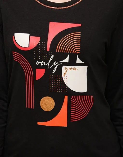 T-shirt noir motif pop