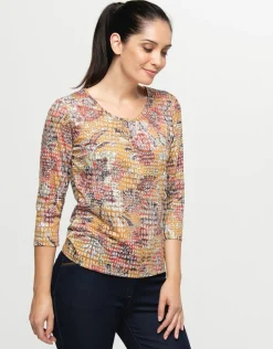 T-shirt ocre floral