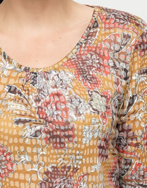 T-shirt ocre floral