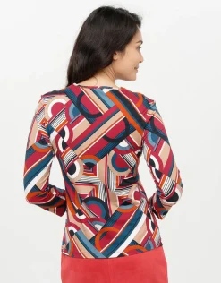 T-shirt rouge géométrique