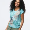 T-shirt turquoise motif
