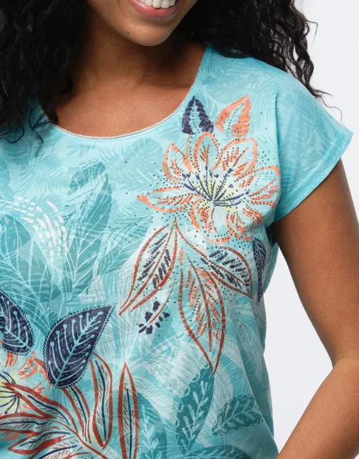 T-shirt turquoise motif