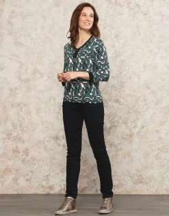 T-shirt vert noir motif