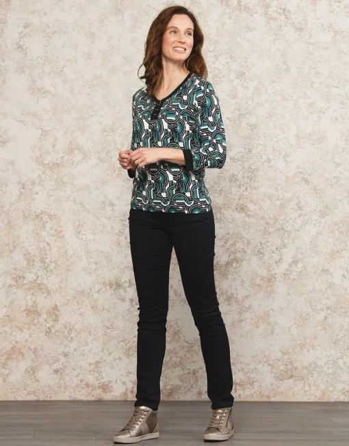 T-shirt vert noir motif