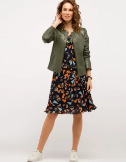Veste 100% cuir kaki