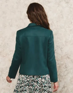 Veste aspect suédine vert