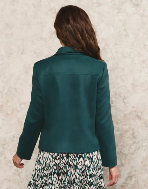Veste aspect suédine vert